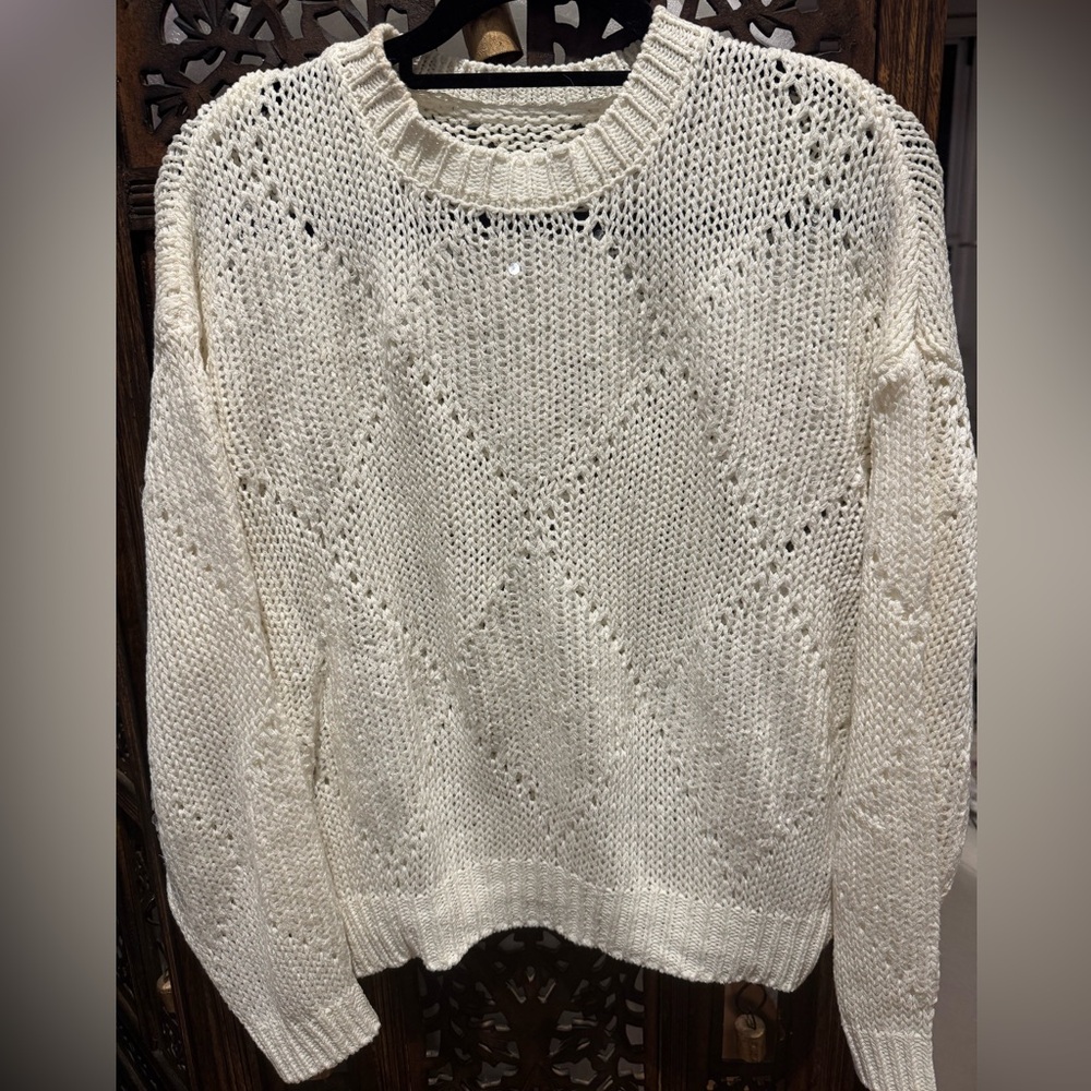 Elegant Cream Knit Sweater Brunello Cucinelli NO TAGS size M